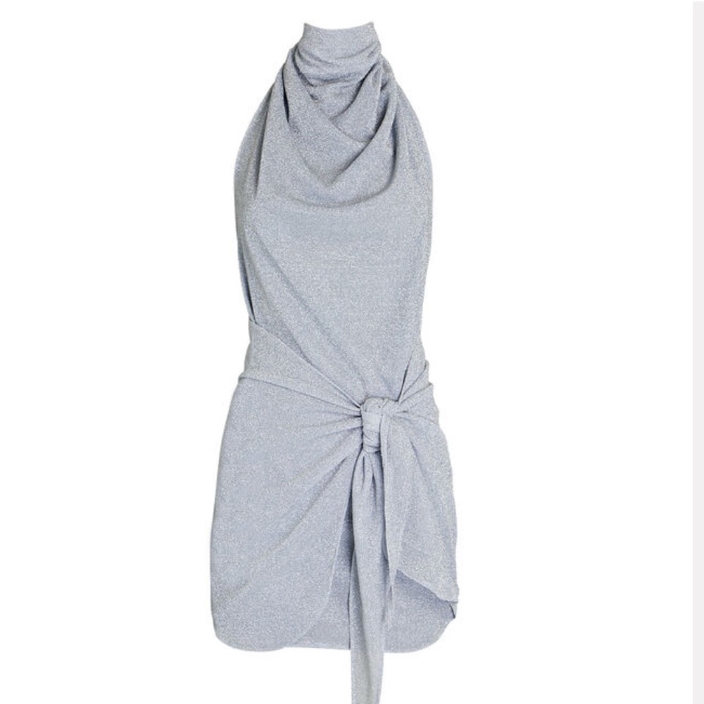 Baobab Providencia Halter Open Back Dress in Silver. Size Small.